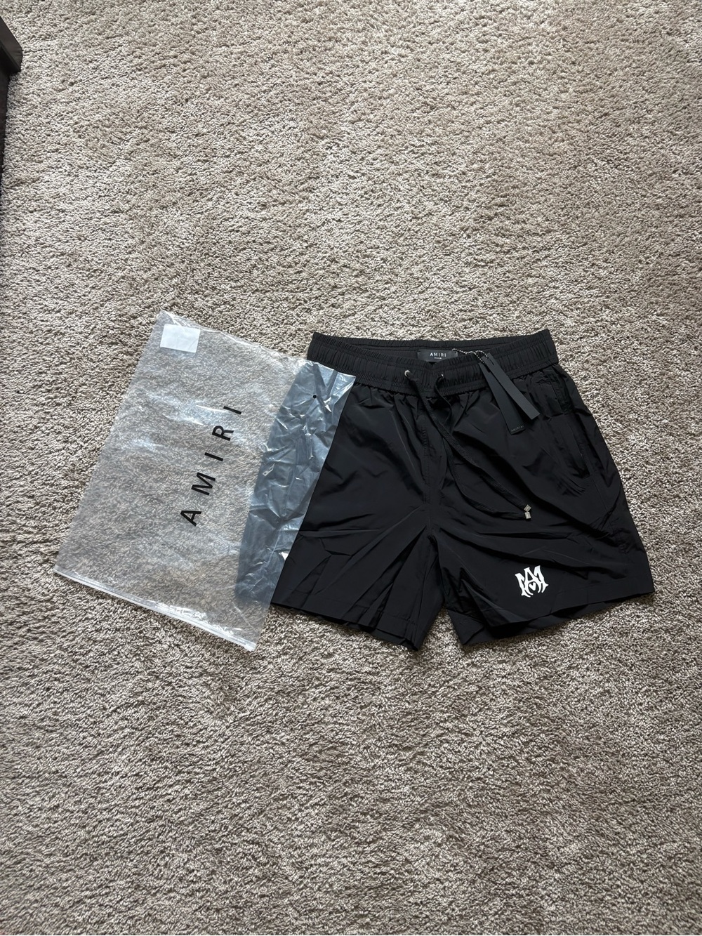 AMIRI Black Logo Athletic Swim Shorts